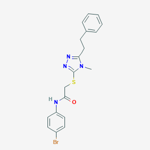 molecular formula C19H19BrN4OS B305611 N-(4-bromophenyl)-2-{[4-methyl-5-(2-phenylethyl)-4H-1,2,4-triazol-3-yl]sulfanyl}acetamide 