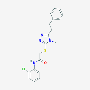 molecular formula C19H19ClN4OS B305612 N-(2-chlorophenyl)-2-{[4-methyl-5-(2-phenylethyl)-4H-1,2,4-triazol-3-yl]sulfanyl}acetamide 