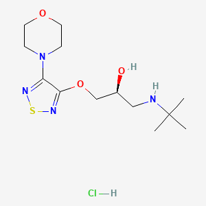 molecular formula C13H25ClN4O3S B3056133 2-Propanol, 1-((1,1-dimethylethyl)amino)-3-((4-(4-morpholinyl)-1,2,5-thiadiazol-3-yl)oxy)-, hydrochloride, (S)- CAS No. 69267-58-9