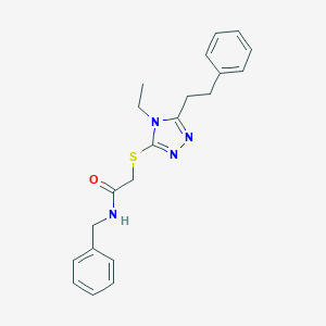 molecular formula C21H24N4OS B305615 N-benzyl-2-{[4-ethyl-5-(2-phenylethyl)-4H-1,2,4-triazol-3-yl]sulfanyl}acetamide 