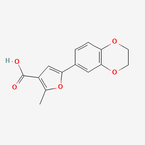 molecular formula C14H12O5 B3056208 5-(2,3-Dihydro-1,4-benzodioxin-6-yl)-2-methylfuran-3-carboxylic acid CAS No. 696649-78-2