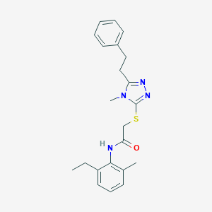 molecular formula C22H26N4OS B305621 N-(2-ethyl-6-methylphenyl)-2-{[4-methyl-5-(2-phenylethyl)-4H-1,2,4-triazol-3-yl]sulfanyl}acetamide 