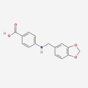 molecular formula C15H13NO4 B3056213 4-[(1,3-Benzodioxol-5-ylmethyl)amino]benzoic acid CAS No. 69671-78-9