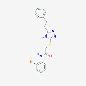 molecular formula C20H21BrN4OS B305622 N-(2-bromo-4-methylphenyl)-2-{[4-methyl-5-(2-phenylethyl)-4H-1,2,4-triazol-3-yl]sulfanyl}acetamide 