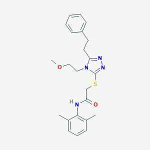 molecular formula C23H28N4O2S B305624 N-(2,6-dimethylphenyl)-2-{[4-(2-methoxyethyl)-5-(2-phenylethyl)-4H-1,2,4-triazol-3-yl]sulfanyl}acetamide 