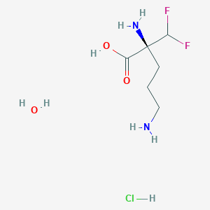 molecular formula C6H15ClF2N2O3 B3056263 L-Ornithine, 2-(difluoromethyl)-, monohydrochloride CAS No. 69955-42-6