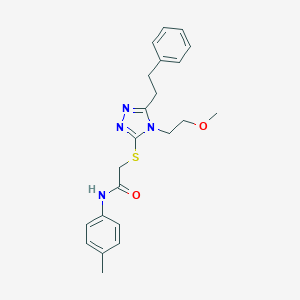 molecular formula C22H26N4O2S B305627 2-{[4-(2-methoxyethyl)-5-(2-phenylethyl)-4H-1,2,4-triazol-3-yl]sulfanyl}-N-(4-methylphenyl)acetamide 