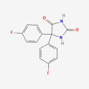 molecular formula C15H10F2N2O2 B3056272 5,5-双(4-氟苯基)咪唑烷二酮 CAS No. 70028-85-2