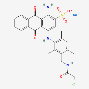 B3056296 2-Anthracenesulfonic acid, 1-amino-4-((3-(((chloroacetyl)amino)methyl)-2,4,6-trimethylphenyl)amino)-9,10-dihydro-9,10-dioxo-, monosodium salt CAS No. 70209-96-0