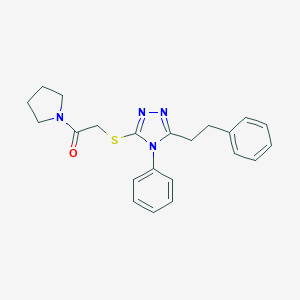 molecular formula C22H24N4OS B305634 2-{[4-phenyl-5-(2-phenylethyl)-4H-1,2,4-triazol-3-yl]sulfanyl}-1-(pyrrolidin-1-yl)ethanone 