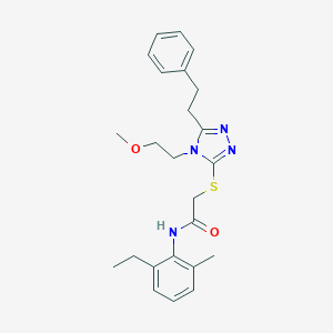 molecular formula C24H30N4O2S B305637 N-(2-ethyl-6-methylphenyl)-2-{[4-(2-methoxyethyl)-5-(2-phenylethyl)-4H-1,2,4-triazol-3-yl]sulfanyl}acetamide 