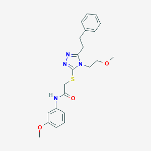 molecular formula C22H26N4O3S B305639 2-{[4-(2-methoxyethyl)-5-(2-phenylethyl)-4H-1,2,4-triazol-3-yl]sulfanyl}-N-(3-methoxyphenyl)acetamide 