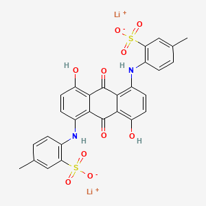 molecular formula C28H20Li2N2O10S2 B3056403 1,5-Dihydroxy-4,8-bis((4-methyl-2-sulfophenyl)amino)anthraquinone, dilithium salt CAS No. 71130-70-6