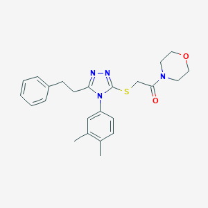 molecular formula C24H28N4O2S B305641 2-{[4-(3,4-dimethylphenyl)-5-(2-phenylethyl)-4H-1,2,4-triazol-3-yl]sulfanyl}-1-(morpholin-4-yl)ethanone 