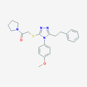molecular formula C23H26N4O2S B305642 2-{[4-(4-methoxyphenyl)-5-(2-phenylethyl)-4H-1,2,4-triazol-3-yl]sulfanyl}-1-(pyrrolidin-1-yl)ethanone 