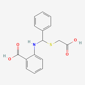 molecular formula C16H15NO4S B3056454 2-({[(Carboxymethyl)sulfanyl](phenyl)methyl}amino)benzoic acid CAS No. 7152-78-5