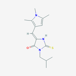 molecular formula C15H21N3OS B305646 (5Z)-3-(2-methylpropyl)-2-thioxo-5-[(1,2,5-trimethyl-1H-pyrrol-3-yl)methylidene]imidazolidin-4-one 