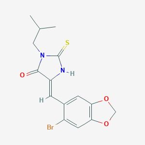 molecular formula C15H15BrN2O3S B305647 5-[(6-Bromo-1,3-benzodioxol-5-yl)methylene]-3-isobutyl-2-thioxo-4-imidazolidinone 