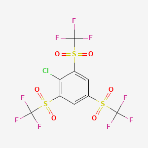 molecular formula C9H2ClF9O6S3 B3056473 2-Chloro-1,3,5-tris(trifluoromethylsulfonyl)benzene CAS No. 71601-85-9