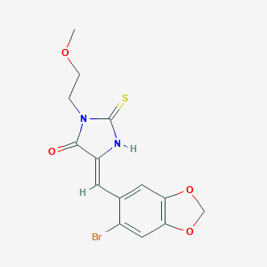molecular formula C14H13BrN2O4S B305652 5-[(6-Bromo-1,3-benzodioxol-5-yl)methylene]-3-(2-methoxyethyl)-2-thioxo-4-imidazolidinone 