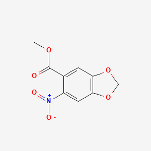 molecular formula C9H7NO6 B3056527 1,3-Benzodioxole-5-carboxylic acid, 6-nitro-, methyl ester CAS No. 721-00-6