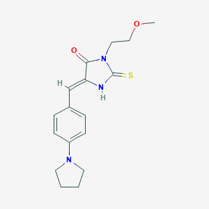 molecular formula C17H21N3O2S B305655 3-(2-Methoxyethyl)-5-[4-(1-pyrrolidinyl)benzylidene]-2-thioxo-4-imidazolidinone 