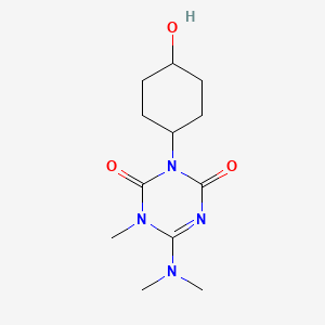 molecular formula C12H20N4O3 B3056587 6-(Dimethylamino)-3-(4-hydroxycyclohexyl)-1-methyl-1,3,5-triazine-2,4-dione CAS No. 72576-13-7