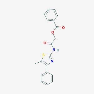 molecular formula C19H16N2O3S B305664 2-[(5-Methyl-4-phenyl-1,3-thiazol-2-yl)amino]-2-oxoethyl benzoate 