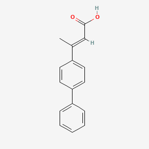 molecular formula C16H14O2 B3056662 (E)-3-(4-phenylphenyl)but-2-enoic acid CAS No. 7320-83-4