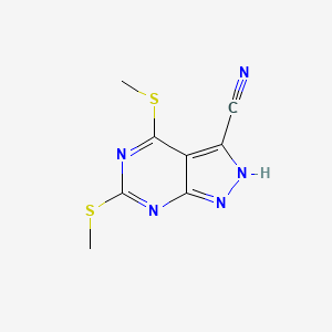 molecular formula C8H7N5S2 B3056666 4,6-Bis(methylthio)-1H-pyrazolo[3,4-d]pyrimidine-3-carbonitrile CAS No. 73236-31-4