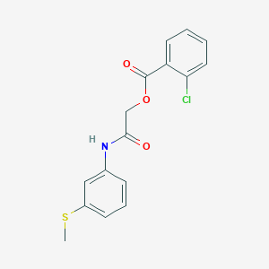 molecular formula C16H14ClNO3S B305668 2-[3-(Methylsulfanyl)anilino]-2-oxoethyl 2-chlorobenzoate 