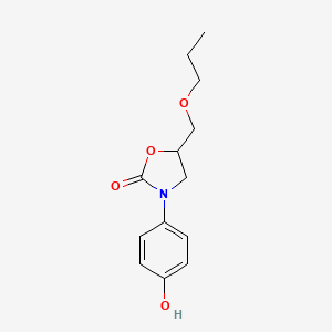 molecular formula C13H17NO4 B3056691 2-Oxazolidinone, 3-(4-hydroxyphenyl)-5-(propoxymethyl)- CAS No. 73422-64-7