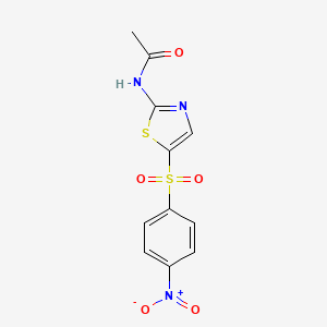 molecular formula C11H9N3O5S2 B3056707 N-[5-(4-nitrophenyl)sulfonyl-1,3-thiazol-2-yl]acetamide CAS No. 7354-88-3