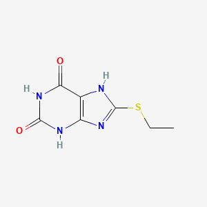 molecular formula C7H8N4O2S B3056737 Xanthine, 8-(ethylthio)- CAS No. 73840-29-6