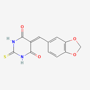 molecular formula C12H8N2O4S B3056776 2(5H)-Pyrimidinethione, 4,6-dihydroxy-S-piperonylidene- CAS No. 74051-76-6