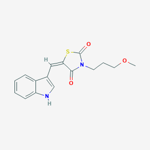 molecular formula C16H16N2O3S B305690 (5E)-5-(1H-indol-3-ylmethylidene)-3-(3-methoxypropyl)-1,3-thiazolidine-2,4-dione 