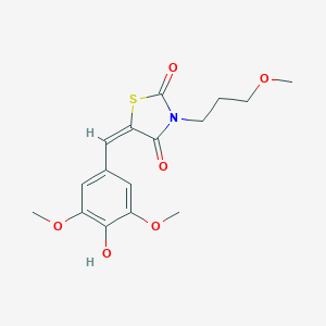 molecular formula C16H19NO6S B305693 5-(4-Hydroxy-3,5-dimethoxybenzylidene)-3-(3-methoxypropyl)-1,3-thiazolidine-2,4-dione 