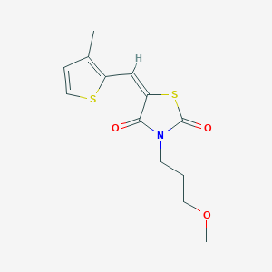 molecular formula C13H15NO3S2 B305694 3-(3-Methoxypropyl)-5-[(3-methyl-2-thienyl)methylene]-1,3-thiazolidine-2,4-dione 