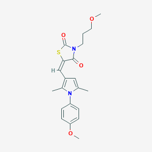 molecular formula C21H24N2O4S B305696 5-{[1-(4-methoxyphenyl)-2,5-dimethyl-1H-pyrrol-3-yl]methylene}-3-(3-methoxypropyl)-1,3-thiazolidine-2,4-dione 