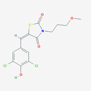 molecular formula C14H13Cl2NO4S B305697 5-(3,5-Dichloro-4-hydroxybenzylidene)-3-(3-methoxypropyl)-1,3-thiazolidine-2,4-dione 