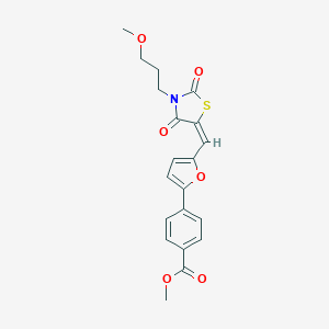 molecular formula C20H19NO6S B305701 Methyl 4-(5-{[3-(3-methoxypropyl)-2,4-dioxo-1,3-thiazolidin-5-ylidene]methyl}-2-furyl)benzoate 