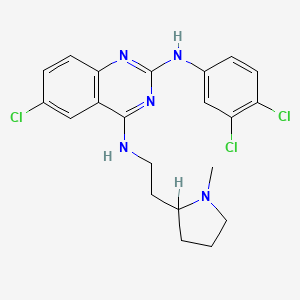 molecular formula C21H22Cl3N5 B3057011 6-氯-N2-(3,4-二氯苯基)-N4-(2-(1-甲基-2-吡咯烷基)乙基)-2,4-喹唑啉二胺 CAS No. 76004-86-9