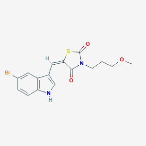 molecular formula C16H15BrN2O3S B305706 (5E)-5-[(5-bromo-1H-indol-3-yl)methylidene]-3-(3-methoxypropyl)-1,3-thiazolidine-2,4-dione 