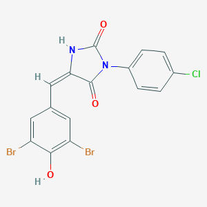 molecular formula C16H9Br2ClN2O3 B305707 (5E)-3-(4-chlorophenyl)-5-(3,5-dibromo-4-hydroxybenzylidene)imidazolidine-2,4-dione 