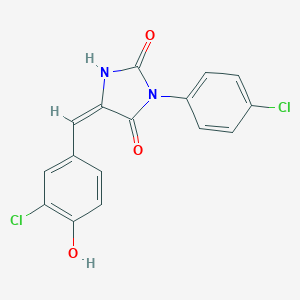 molecular formula C16H10Cl2N2O3 B305710 (5E)-5-(3-chloro-4-hydroxybenzylidene)-3-(4-chlorophenyl)imidazolidine-2,4-dione 