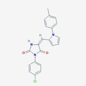 molecular formula C21H16ClN3O2 B305711 3-(4-chlorophenyl)-5-{[1-(4-methylphenyl)-1H-pyrrol-2-yl]methylene}-2,4-imidazolidinedione 