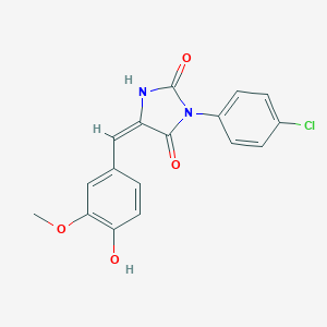 molecular formula C17H13ClN2O4 B305713 (5E)-3-(4-chlorophenyl)-5-(4-hydroxy-3-methoxybenzylidene)imidazolidine-2,4-dione 