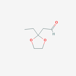 molecular formula C7H12O3 B3057135 2-(2-Ethyl-1,3-dioxolan-2-yl)acetaldehyde CAS No. 76964-28-8