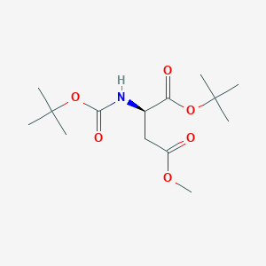 molecular formula C14H25NO6 B3057144 (R)-1-tert-Butyl 4-methyl 2-((tert-butoxycarbonyl)amino)succinate CAS No. 77004-76-3