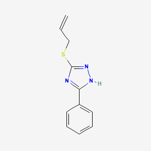 molecular formula C11H11N3S B3057150 5-phenyl-3-prop-2-enylsulfanyl-1H-1,2,4-triazole CAS No. 77086-31-8